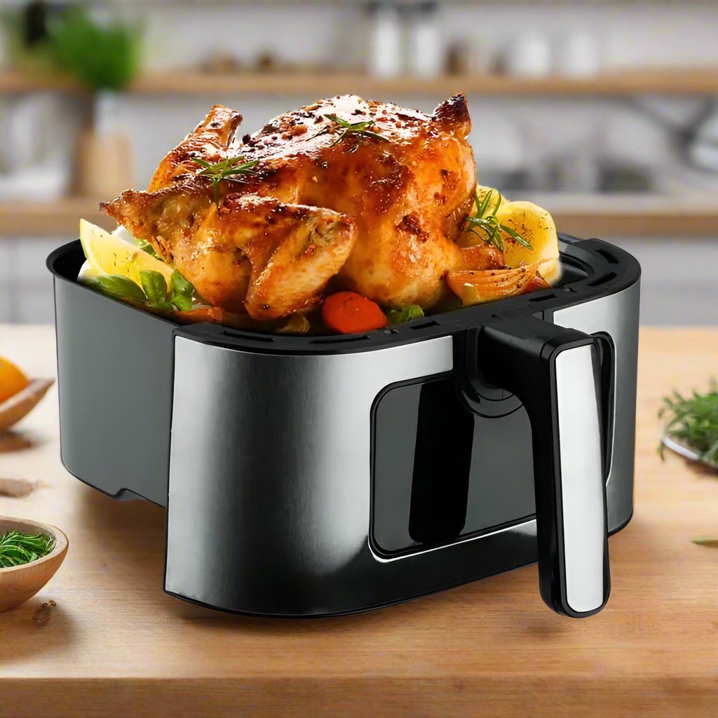 Air Fryer RAF R.5329, 1600 W, Capacitate 6.8 Litri, Vizor din sticla, Negru-Inox