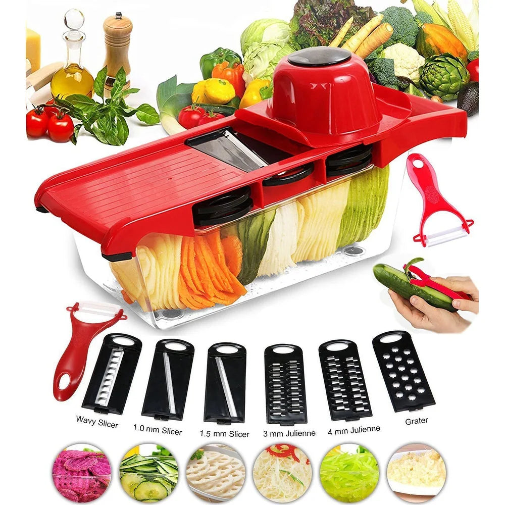 Razatoare Pro Mandoline Slicer 10 in 1 cu 6 lamele interschimbabile