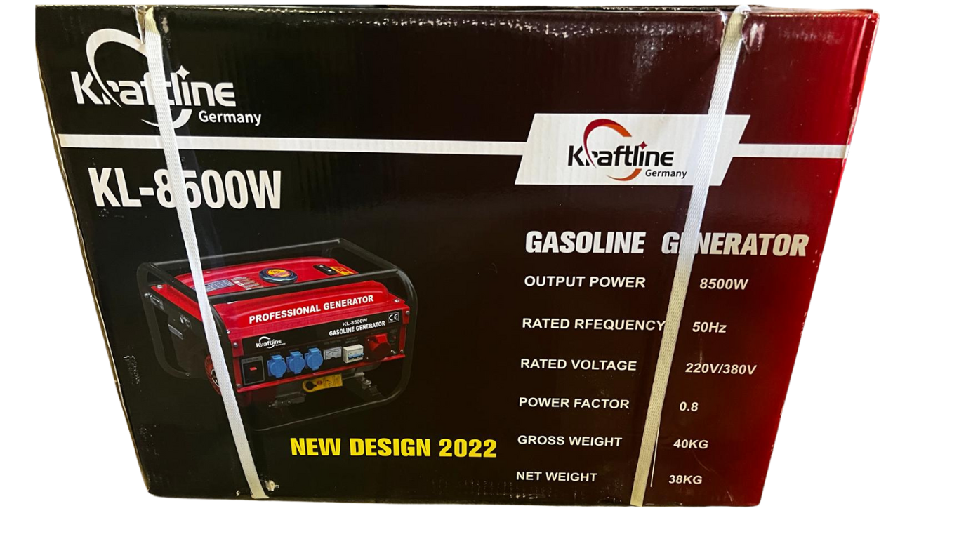 Generator Profesional Kraftline Germany KL-8500W, Benzină, 230/380V, 8500W Output, Voltmetru, 3x220V, 1x380V, 40kg