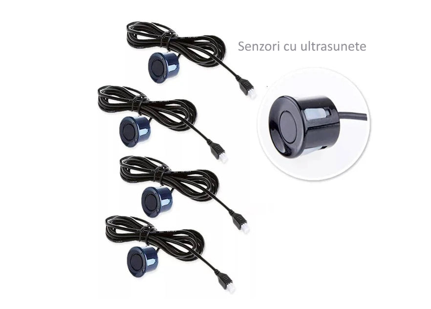 Kit 4 Senzori de Parcare 12V, 22 mm – Parking Assistant cu Afișaj LED și Avertizare Acustică